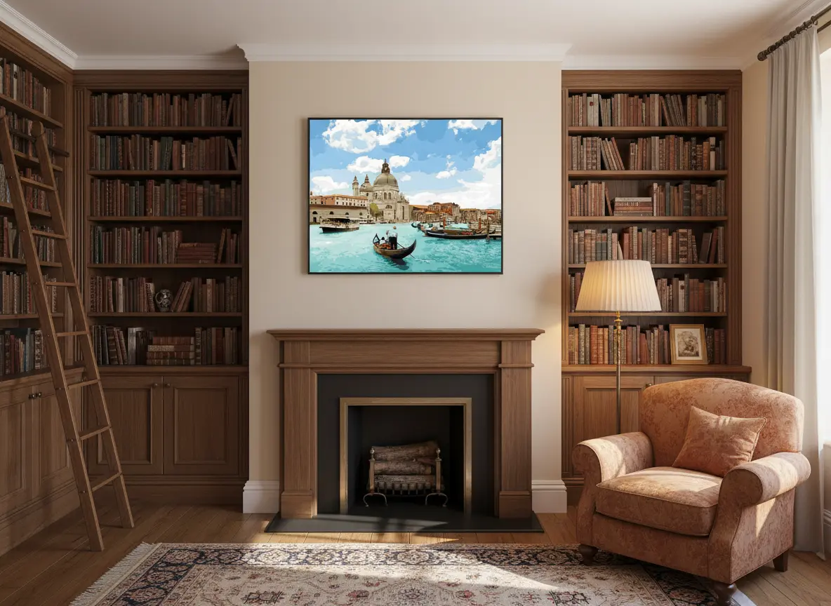 pictură pe numere – canalele veneției: o dimineață de azur – pânză pe Șasiu lemn 40x50 cm pictură pe numere – canalele veneției: o dimineață de azur – pânză pe Șasiu lemn 40x50 cm