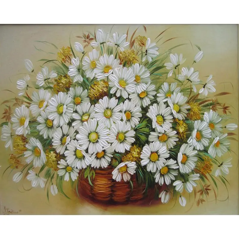 Pictură pe Numere – Coșul cu Margarete – Pânză pe Șasiu Lemn 40x50 cm Pictură pe Numere – Coșul cu Margarete – Pânză pe Șasiu Lemn 40x50 cm