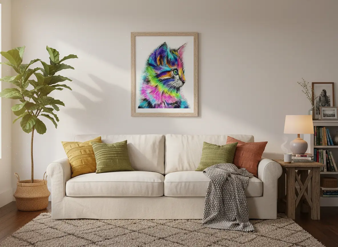 pictură pe numere – pisicuța curcubeu – pânză pe Șasiu lemn 40x50 cm pictură pe numere – pisicuța curcubeu – pânză pe Șasiu lemn 40x50 cm