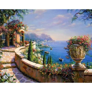 pictură pe numere – terasa cu vedere la capri – pânză pe Șasiu lemn 40x50 cm