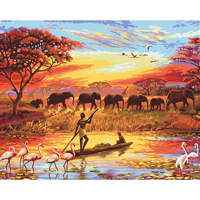 pictură pe numere – apus în savana africană – pânză pe Șasiu lemn 40x50 cm pictură pe numere – apus în savana africană – pânză pe Șasiu lemn 40x50 cm