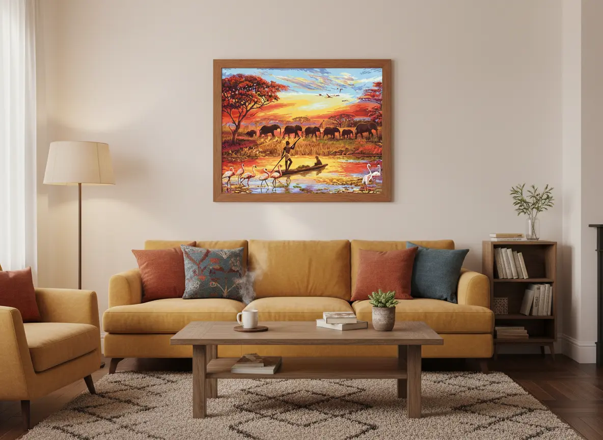 pictură pe numere – apus în savana africană – pânză pe Șasiu lemn 40x50 cm pictură pe numere – apus în savana africană – pânză pe Șasiu lemn 40x50 cm