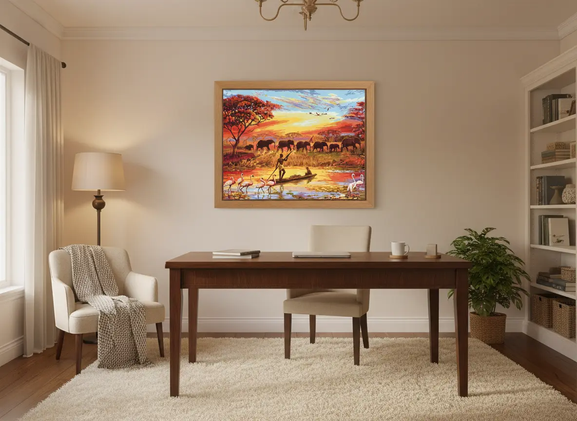 pictură pe numere – apus în savana africană – pânză pe Șasiu lemn 40x50 cm pictură pe numere – apus în savana africană – pânză pe Șasiu lemn 40x50 cm
