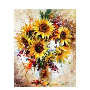 pictură pe numere – simfonia floarea soarelui în stil impresionist – pânză pe Șasiu lemn 40x50 cm