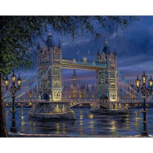 pictură pe numere – tower bridge sub luminile serii – pânză pe Șasiu lemn 40x50 cm