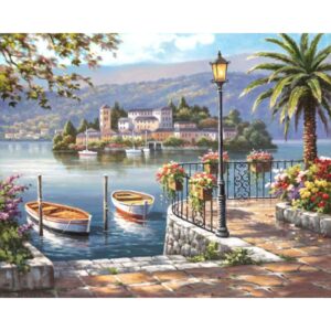 pictură pe numere – vedere spre insula de vis – pânză pe Șasiu lemn 40x50 cm