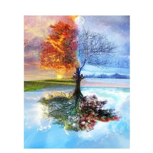 pictură pe numere – arborele celor patru anotimpuri – pânză pe Șasiu lemn 40x50 cm