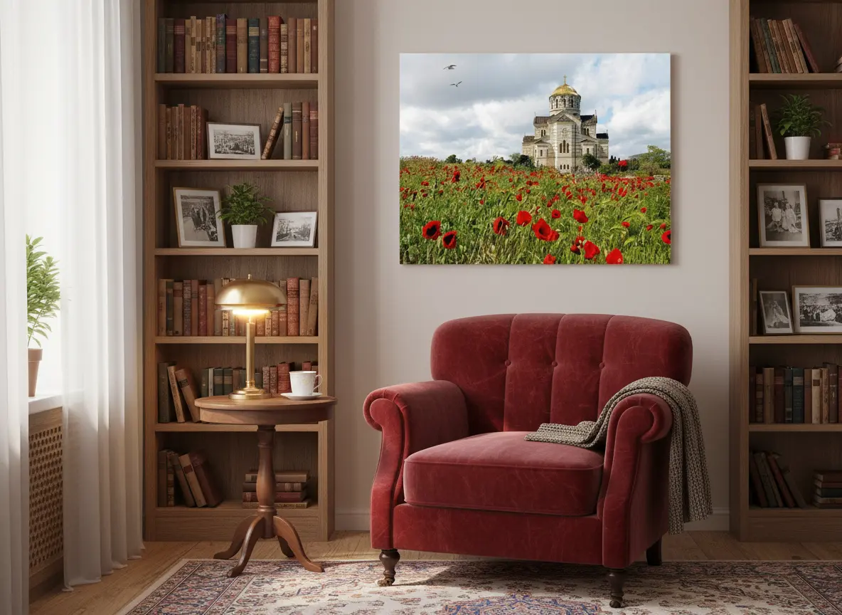 pictură pe numere – catedrala din câmpul de maci: spiritualitate și natură – pânză pe Șasiu lemn 40x50 cm pictură pe numere – catedrala din câmpul de maci: spiritualitate și natură – pânză pe Șasiu lemn 40x50 cm