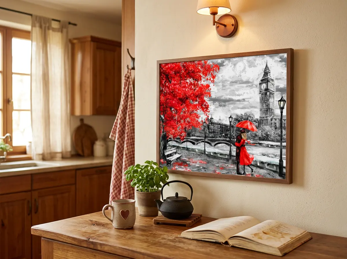 pictură pe numere – dragoste la londra toamnă sub umbrela roșie – pânză pe Șasiu lemn 40x50 cm pictură pe numere – dragoste la londra toamnă sub umbrela roșie – pânză pe Șasiu lemn 40x50 cm