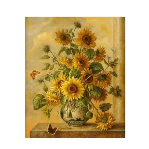 pictură pe numere – epoca florii soarelui: eleganță barocă și fluturi în amurg – pânză pe Șasiu lemn 40x50 cm