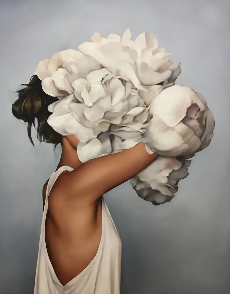 pictură pe numere – gânduri de bujor eleganță și mister feminin – pânză pe Șasiu lemn 40x50 cm pictură pe numere – gânduri de bujor eleganță și mister feminin – pânză pe Șasiu lemn 40x50 cm