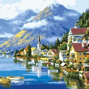 Pictura-pe-Numere-–-Idila-in-Hallstatt-Oaza-de-Liniste-intre-Munti-si-Lac-–-Panza-pe-Sasiu-Lemn-40x50-cm