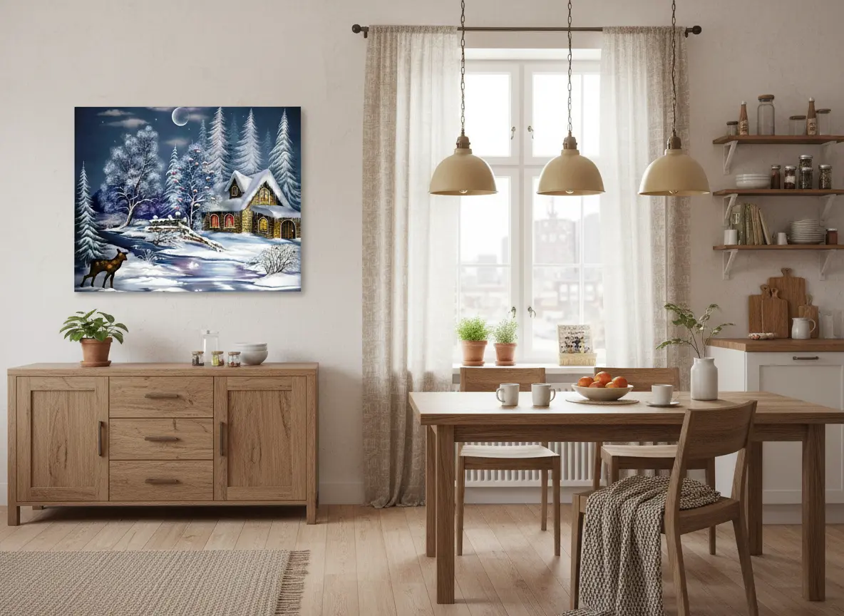 pictură pe numere – liniște de iarnă: căsuța din poveste – pânză pe Șasiu lemn 40x50 cm pictură pe numere – liniște de iarnă: căsuța din poveste – pânză pe Șasiu lemn 40x50 cm