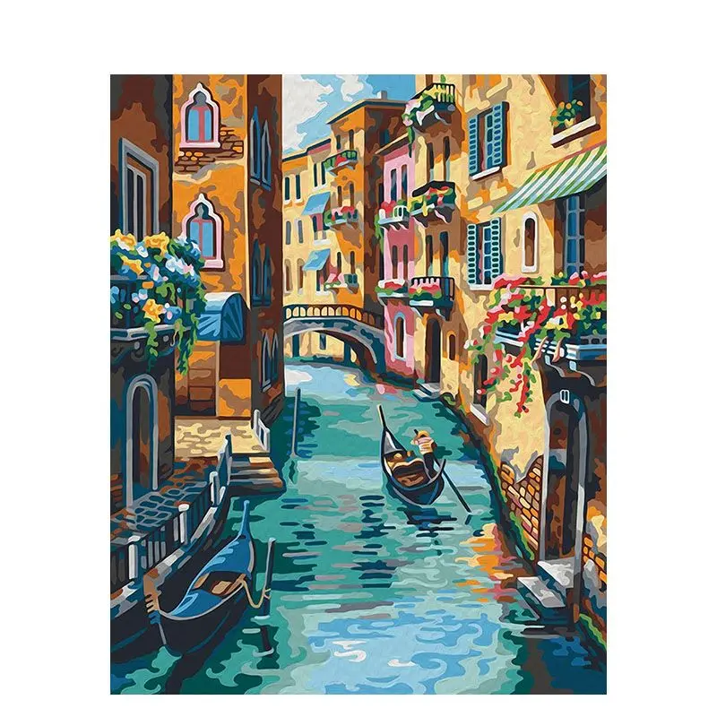 pictură pe numere – magia veneției gondole și culorile canalului – pânză pe Șasiu lemn 40x50 cm pictură pe numere – magia veneției gondole și culorile canalului – pânză pe Șasiu lemn 40x50 cm