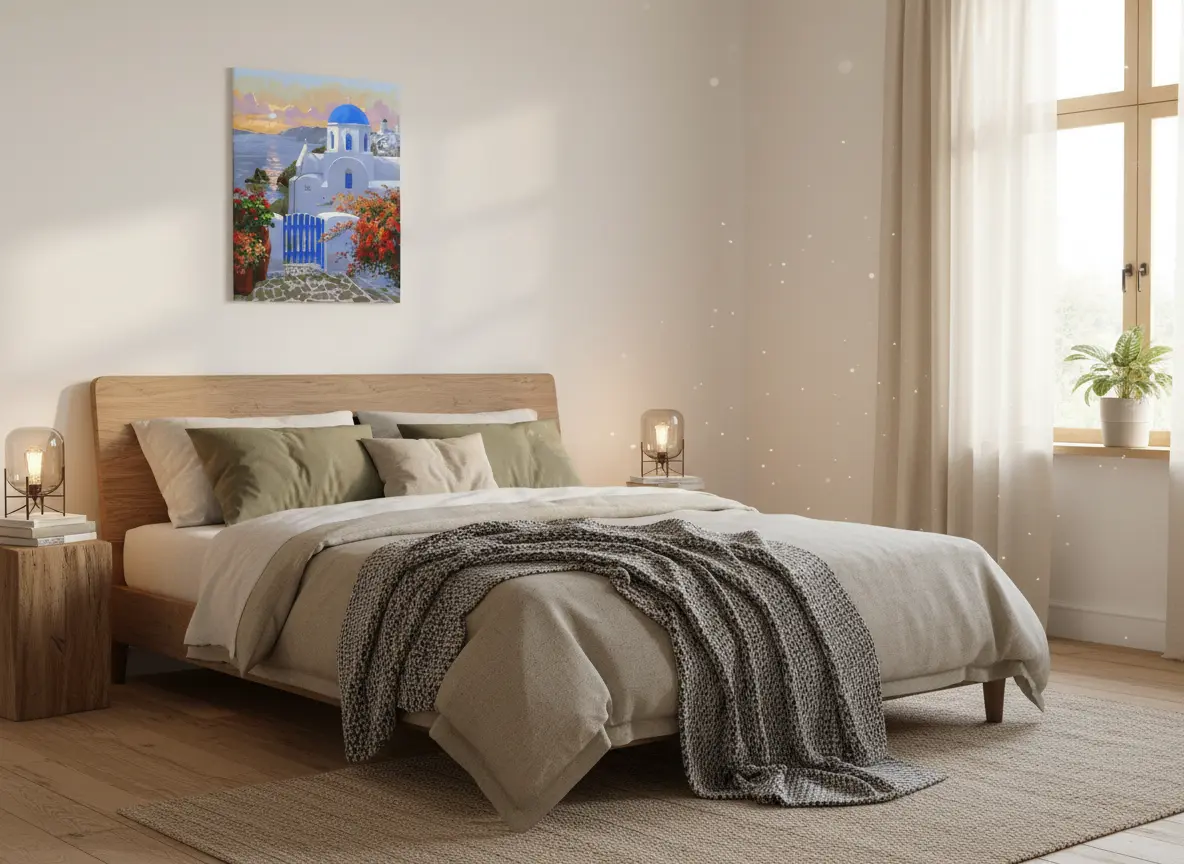 Pictura-pe-Numere-–-Magia-din-Santorini-Biserica-cu-Dom-Albastru-la-Apus-–-Panza-pe-Sasiu-Lemn-40x50-cm Pictura-pe-Numere-–-Magia-din-Santorini-Biserica-cu-Dom-Albastru-la-Apus-–-Panza-pe-Sasiu-Lemn-40x50-cm