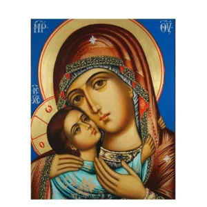 pictură pe numere – ocrotire sfântă: maica domnului cu pruncul – pânză pe Șasiu lemn 40x50 cm