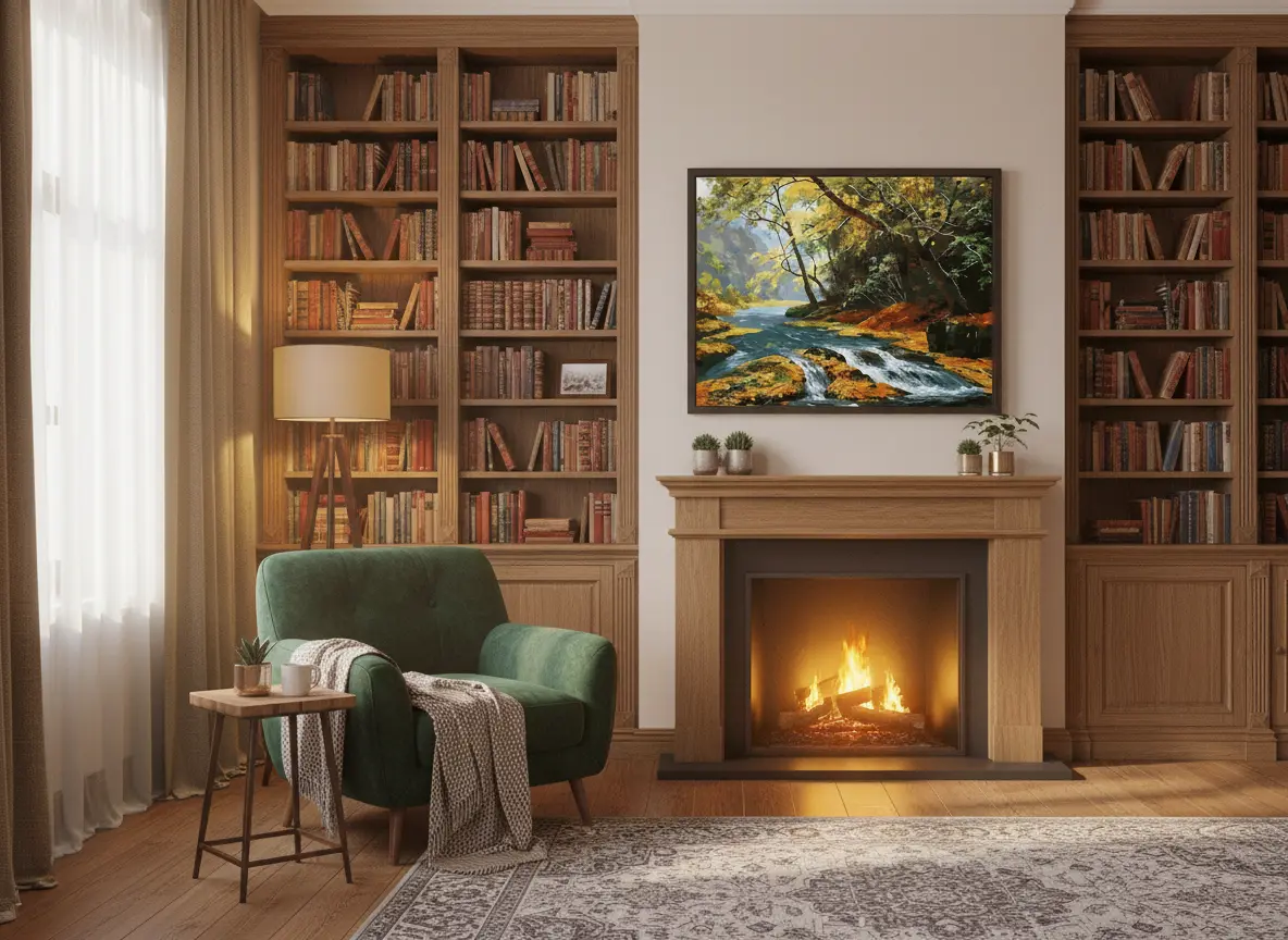 pictură pe numere – râul de toamnă: simfonia pădurii în culori – pânză pe Șasiu lemn 40x50 cm pictură pe numere – râul de toamnă: simfonia pădurii în culori – pânză pe Șasiu lemn 40x50 cm