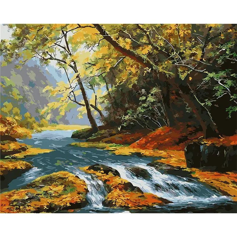 pictură pe numere – râul de toamnă: simfonia pădurii în culori – pânză pe Șasiu lemn 40x50 cm pictură pe numere – râul de toamnă: simfonia pădurii în culori – pânză pe Șasiu lemn 40x50 cm