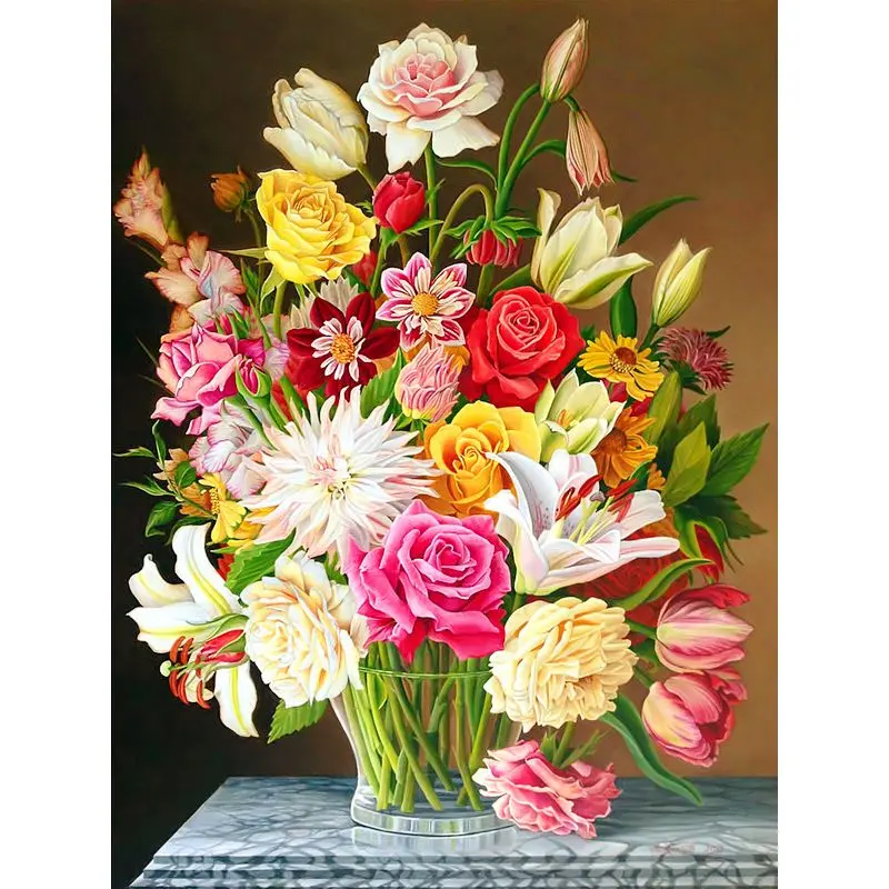 pictură pe numere – simfonia florilor: buchet regal în vază de cristal – pânză pe Șasiu lemn 40x50 cm pictură pe numere – simfonia florilor: buchet regal în vază de cristal – pânză pe Șasiu lemn 40x50 cm