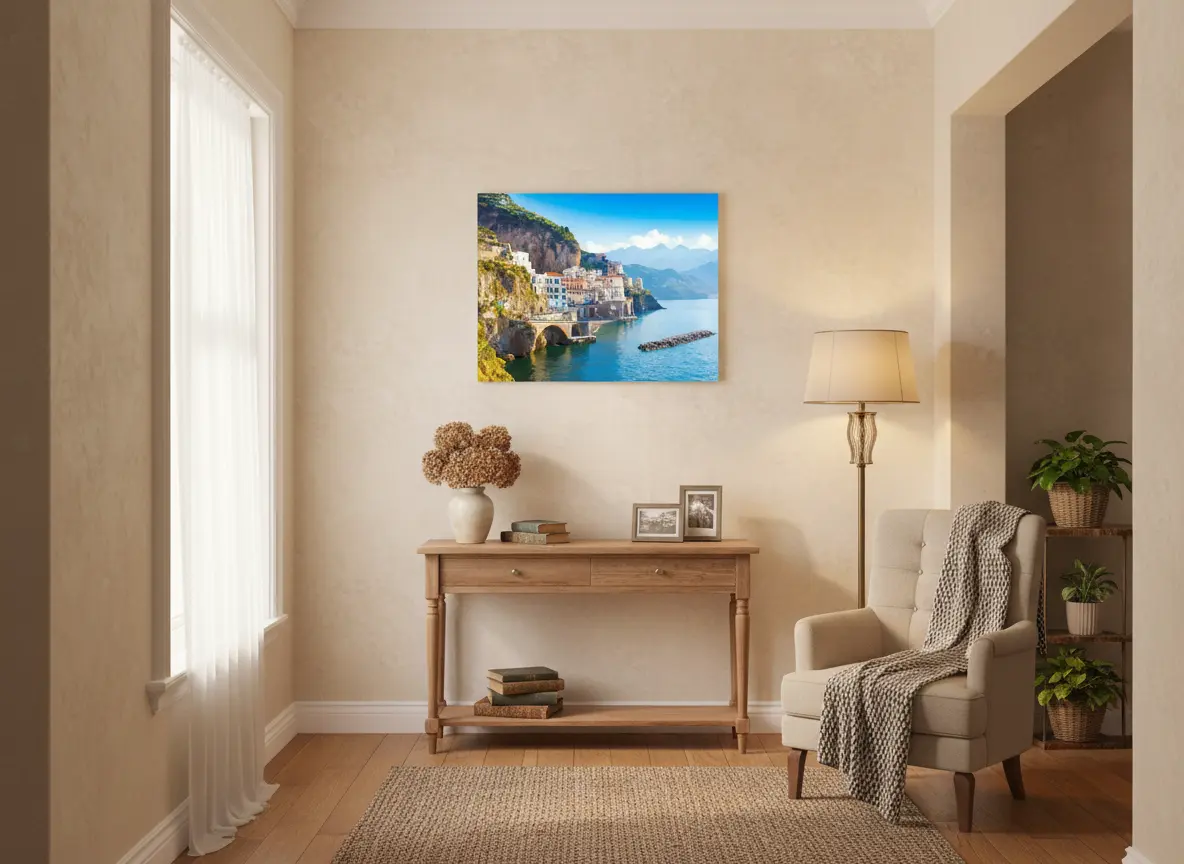 pictură pe numere – splendoarea de pe coastă: panorama din atrani, coasta amalfitană – pânză pe Șasiu lemn 40x50 cm pictură pe numere – splendoarea de pe coastă: panorama din atrani, coasta amalfitană – pânză pe Șasiu lemn 40x50 cm