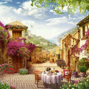 Pictura-pe-Numere-–-Terasa-cu-Parfum-de-Bougainvillea-Amiaza-Mediteraneana-–-Panza-pe-Sasiu-Lemn-40x50-cm