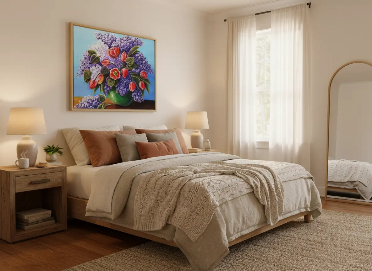pictură pe numere – parfum de primăvară buchet de liliac și lalele – pânză pe Șasiu lemn 40x50 cm pictură pe numere – parfum de primăvară buchet de liliac și lalele – pânză pe Șasiu lemn 40x50 cm